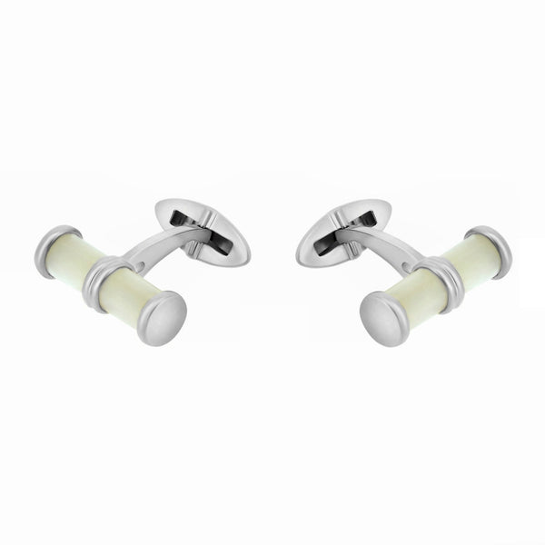 9ct white gold 20x6mm Mother of Pearl bar cufflinks