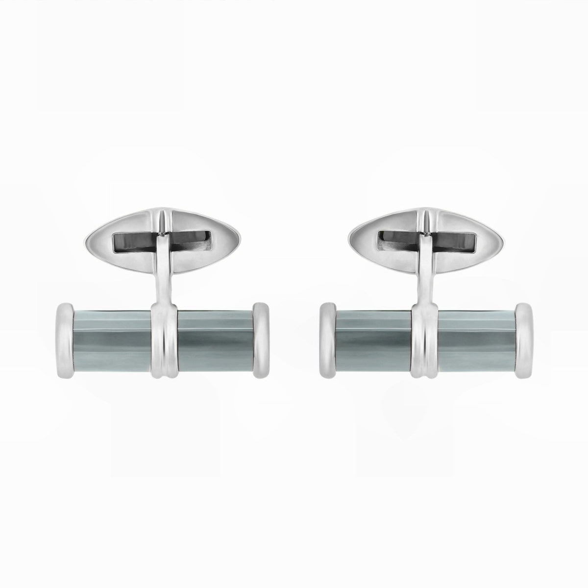 9ct white gold 20x6mm haematite bar cufflinks