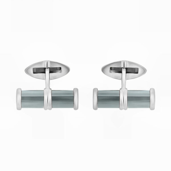 9ct white gold 20x6mm haematite bar cufflinks