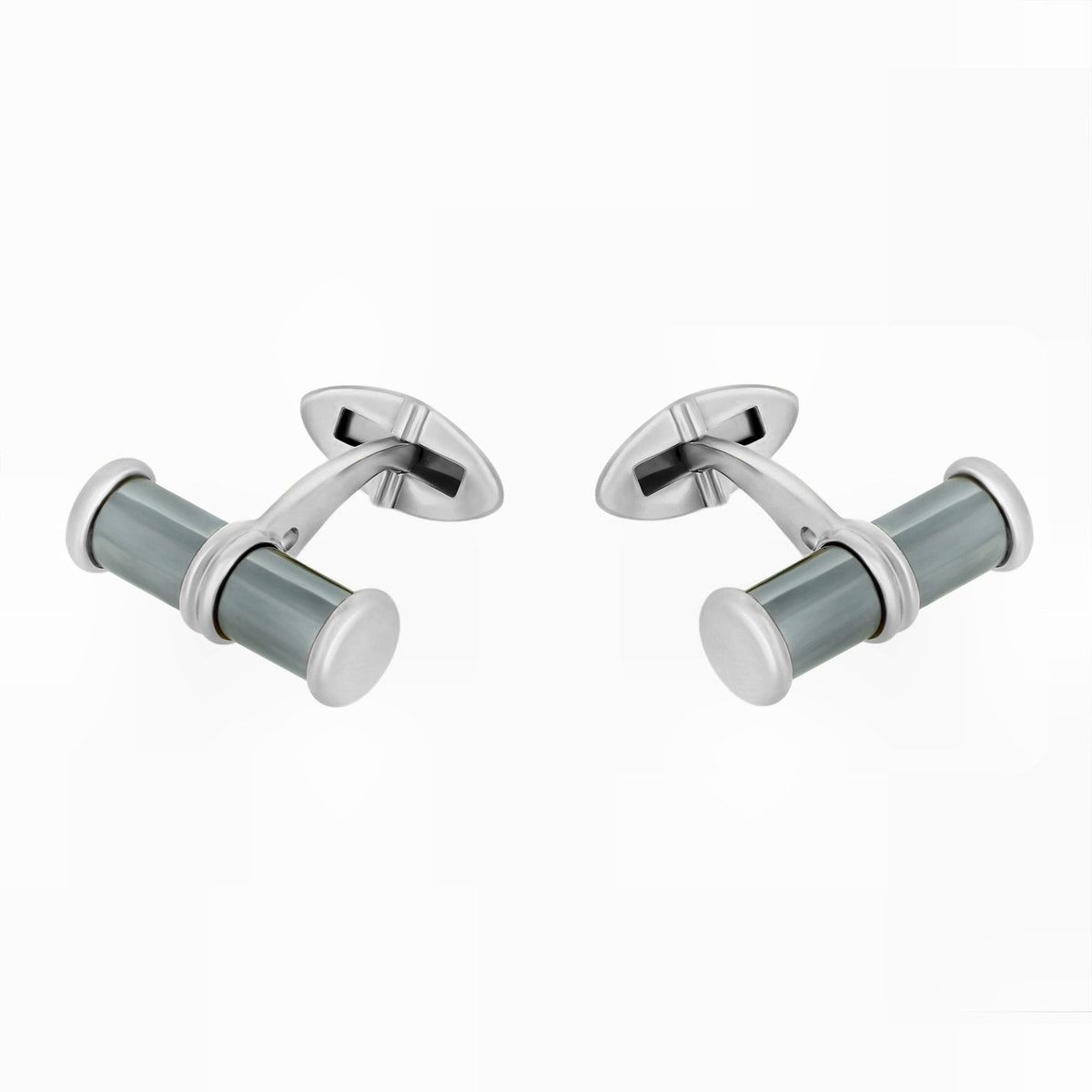 9ct white gold 20x6mm haematite bar cufflinks