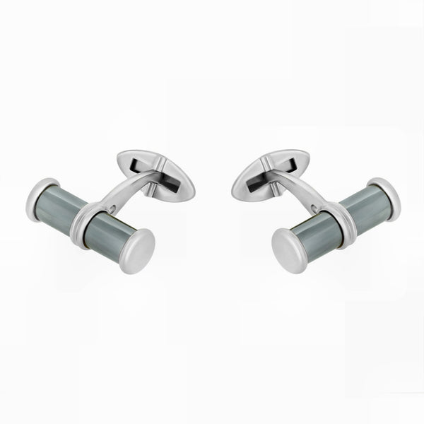 9ct white gold 20x6mm haematite bar cufflinks