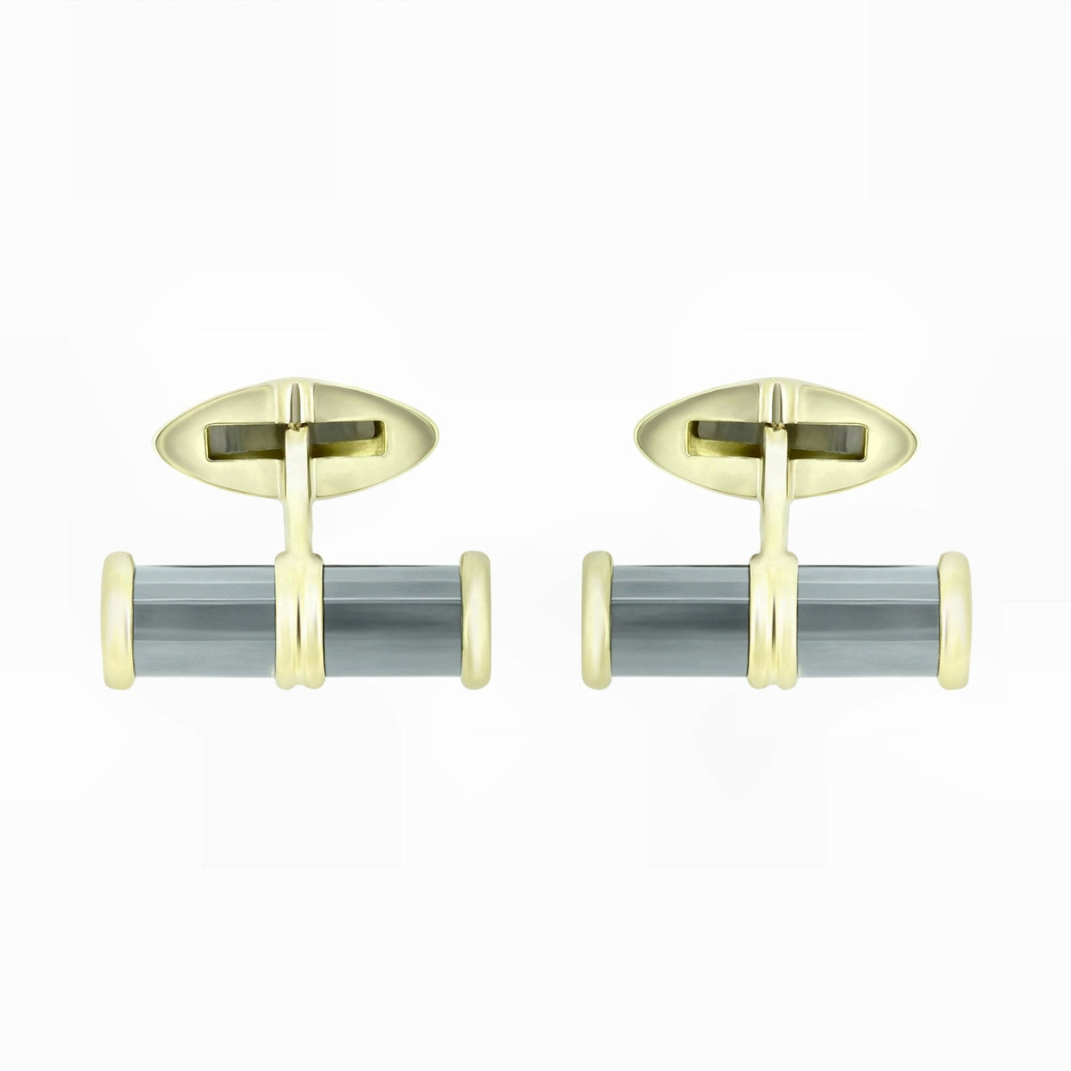 9ct yellow gold 20x6mm haematite bar cufflinks