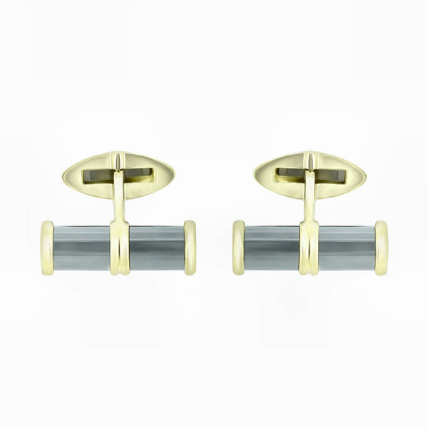 9ct yellow gold 20x6mm haematite bar cufflinks