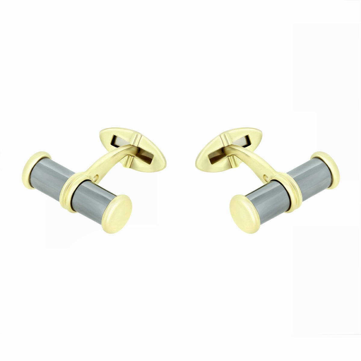 9ct yellow gold 20x6mm haematite bar cufflinks