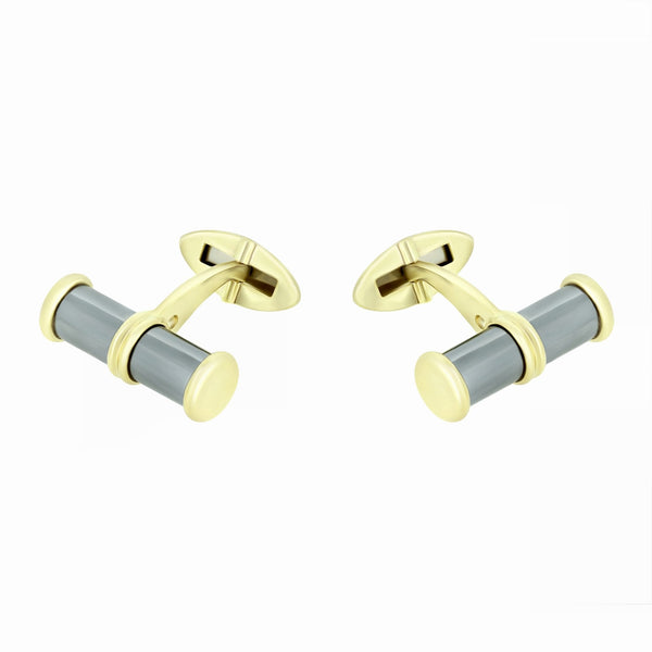 9ct yellow gold 20x6mm haematite bar cufflinks