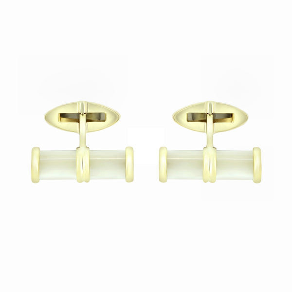 9ct yellow gold 20x6mm Mother of Pearl bar cufflinks