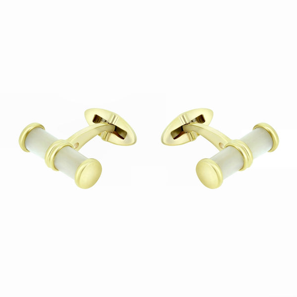 9ct yellow gold 20x6mm Mother of Pearl bar cufflinks