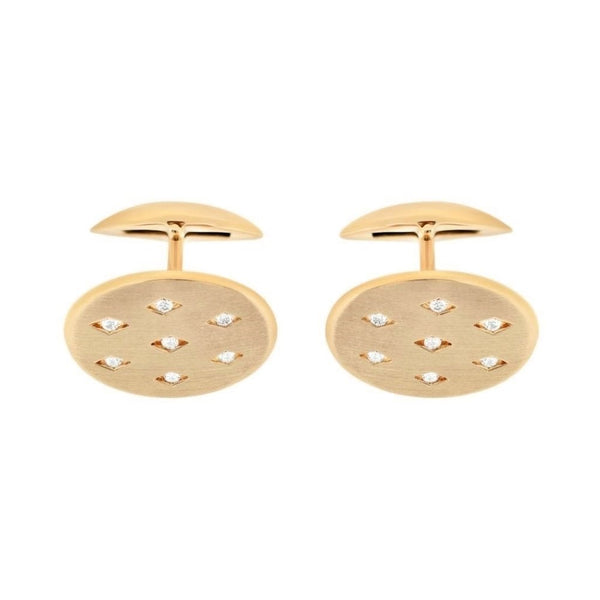 9ct rose gold 20x14mm satin diamond set swivel cufflinks