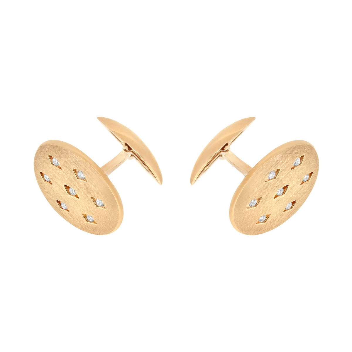 9ct rose gold 20x14mm satin diamond set swivel cufflinks