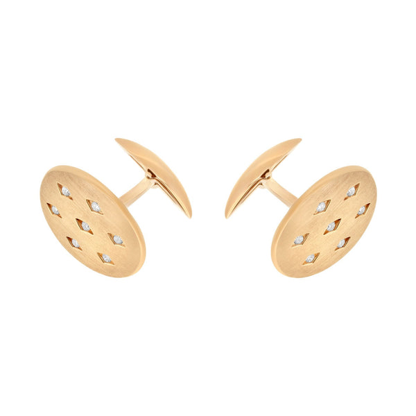 9ct rose gold 20x14mm satin diamond set swivel cufflinks