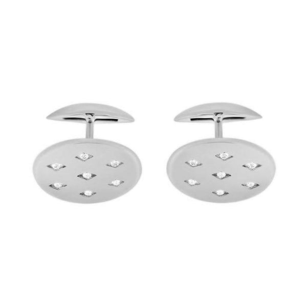 9ct white gold 20x14mm diamond set swivel cufflinks