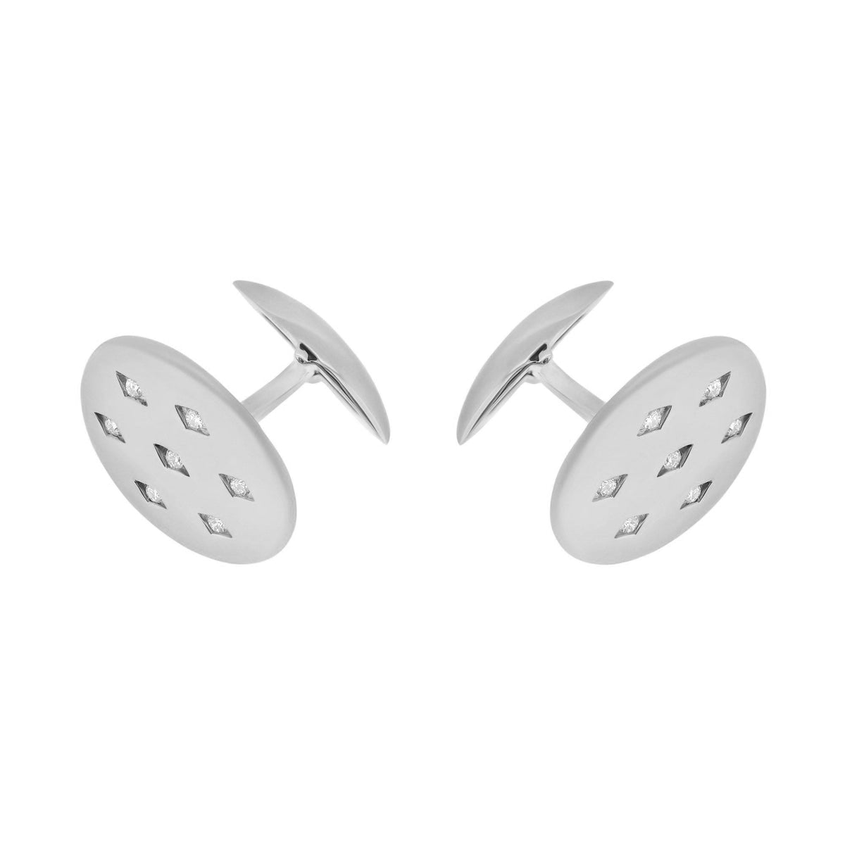 9ct white gold 20x14mm diamond set swivel cufflinks