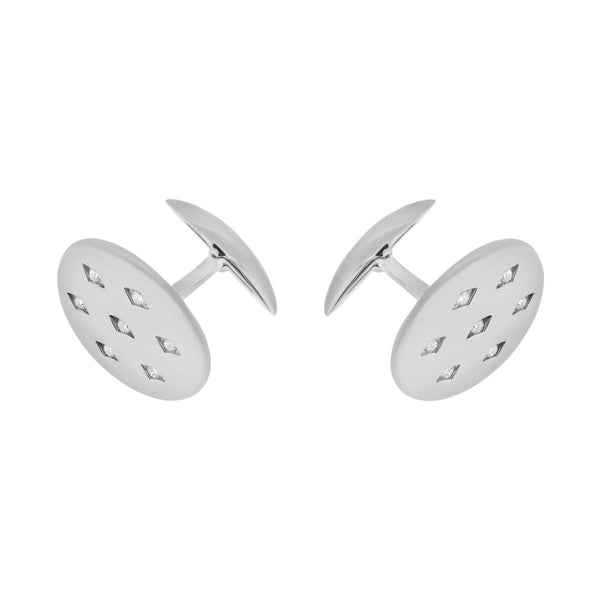 9ct white gold 20x14mm diamond set swivel cufflinks