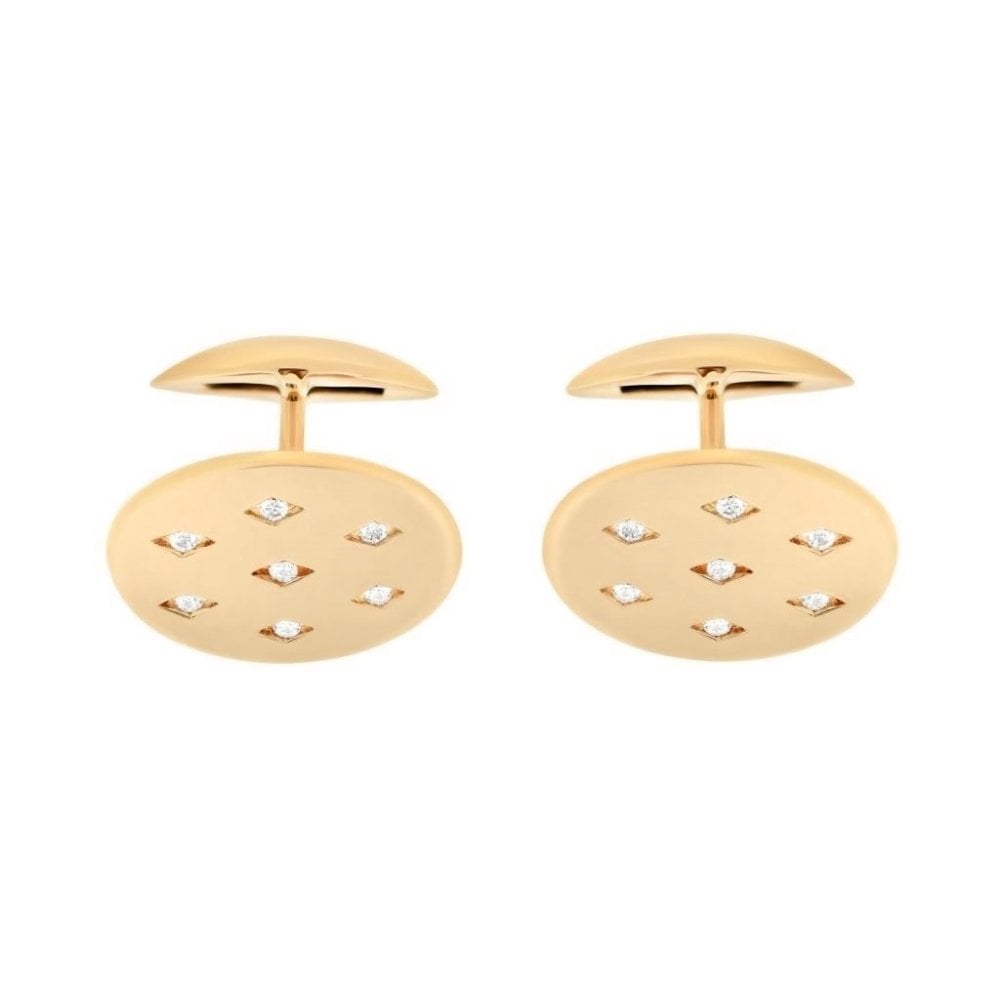 9ct rose gold 20x14mm diamond set swivel cufflinks