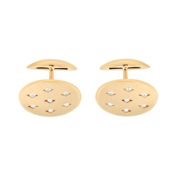 9ct rose gold 20x14mm diamond set swivel cufflinks