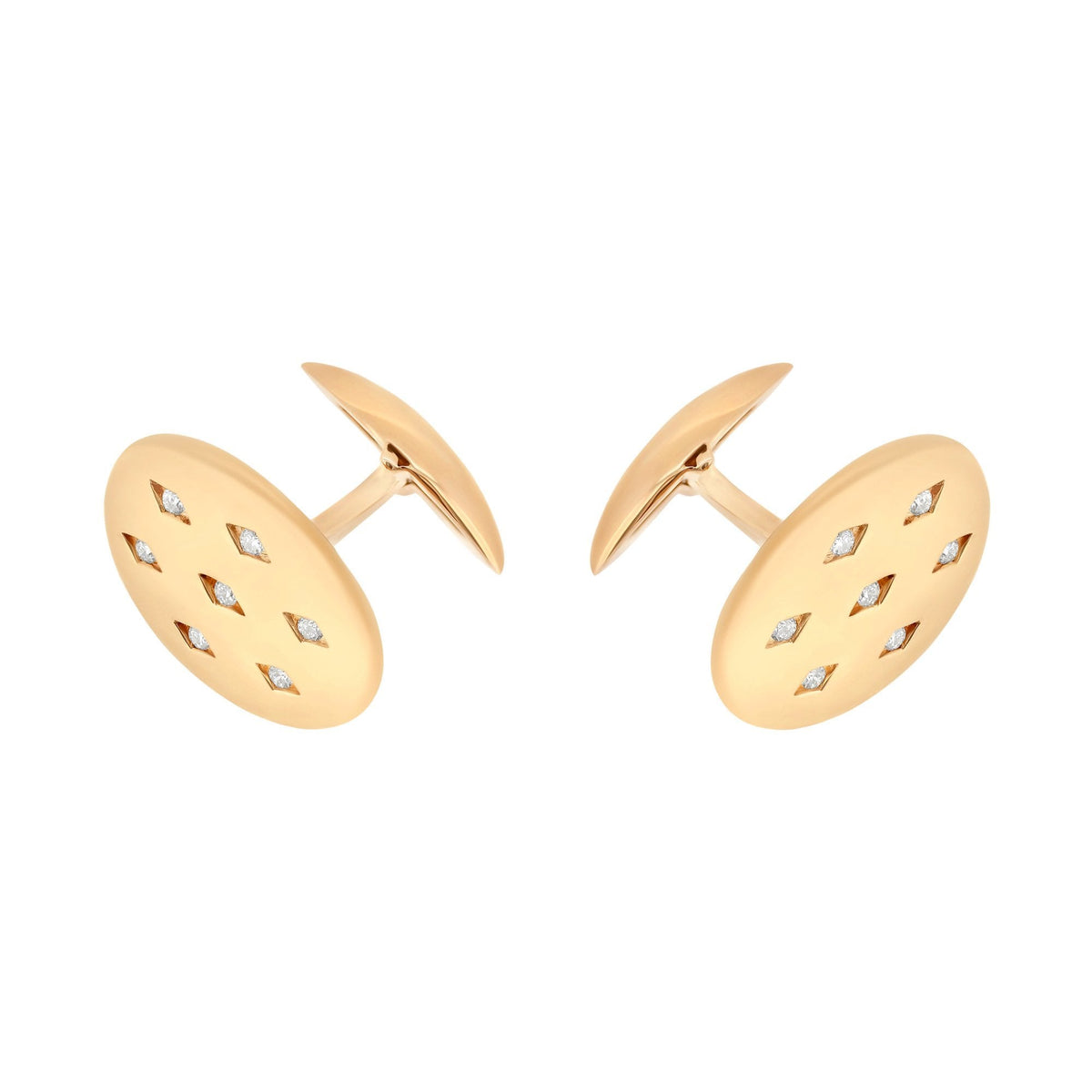 9ct rose gold 20x14mm diamond set swivel cufflinks