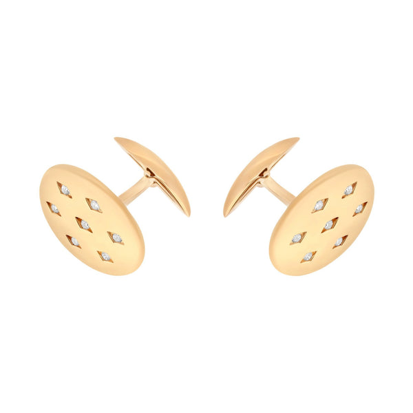 9ct rose gold 20x14mm diamond set swivel cufflinks