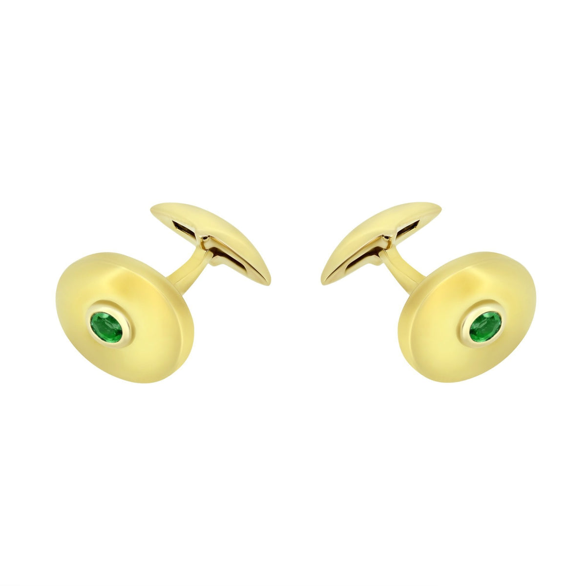 9ct yellow gold 16x13mm emerald oval cufflinks