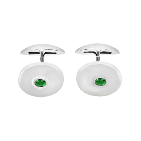9ct white gold 16x13mm emerald oval cufflinks