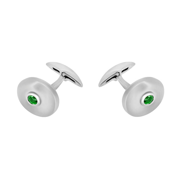 9ct white gold 16x13mm emerald oval cufflinks