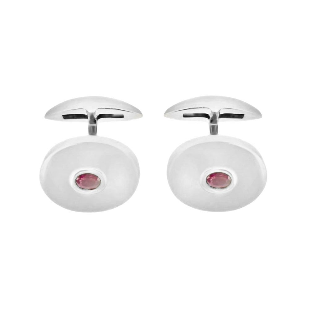 9ct white gold 16x13mm ruby oval cufflinks