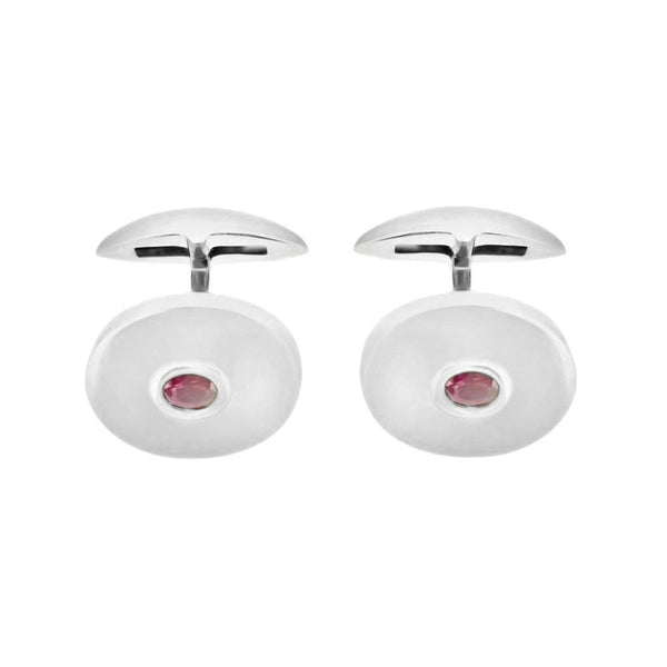 9ct white gold 16x13mm ruby oval cufflinks