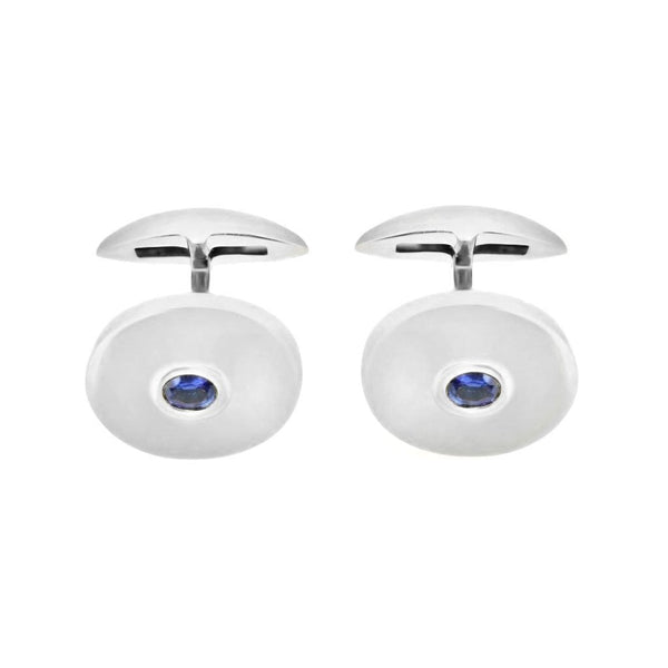 9ct white gold 16x13mm sapphire oval cufflinks