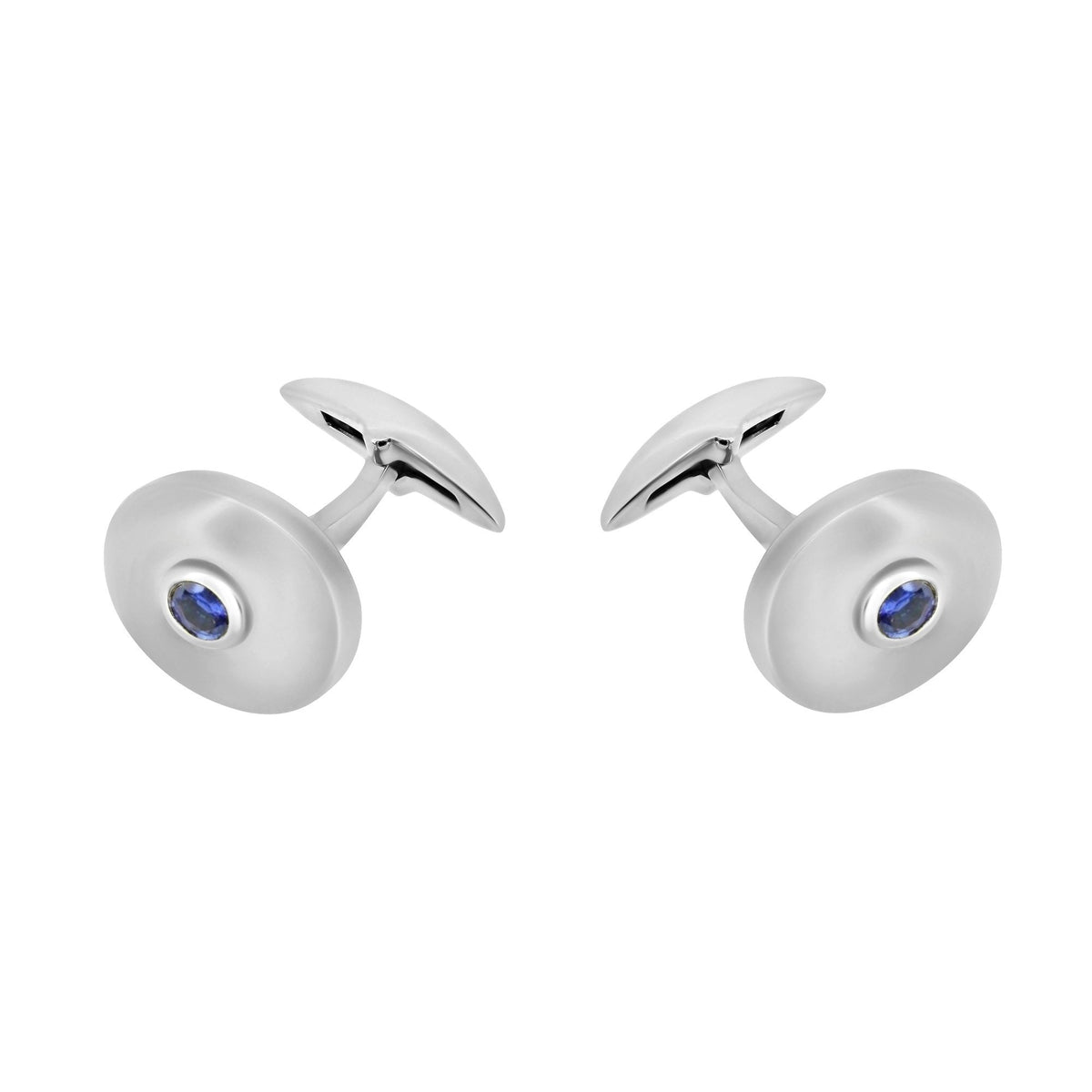 9ct white gold 16x13mm sapphire oval cufflinks