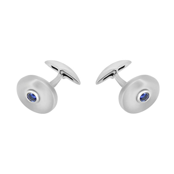 9ct white gold 16x13mm sapphire oval cufflinks