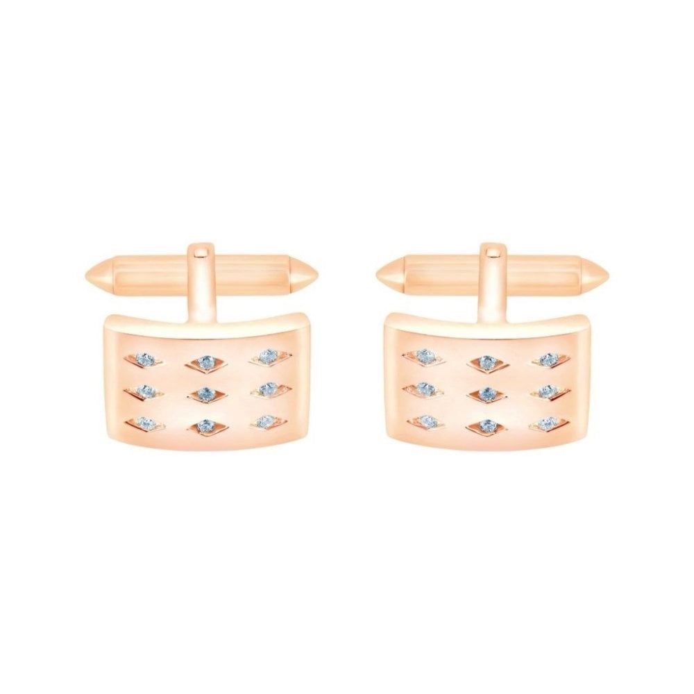 9ct rose gold 18x12mm diamond set satin swivel cufflinks