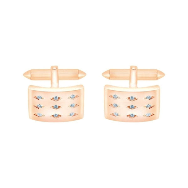 9ct rose gold 18x12mm diamond set satin swivel cufflinks