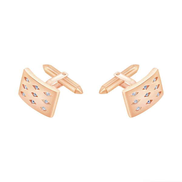 9ct rose gold 18x12mm diamond set satin swivel cufflinks