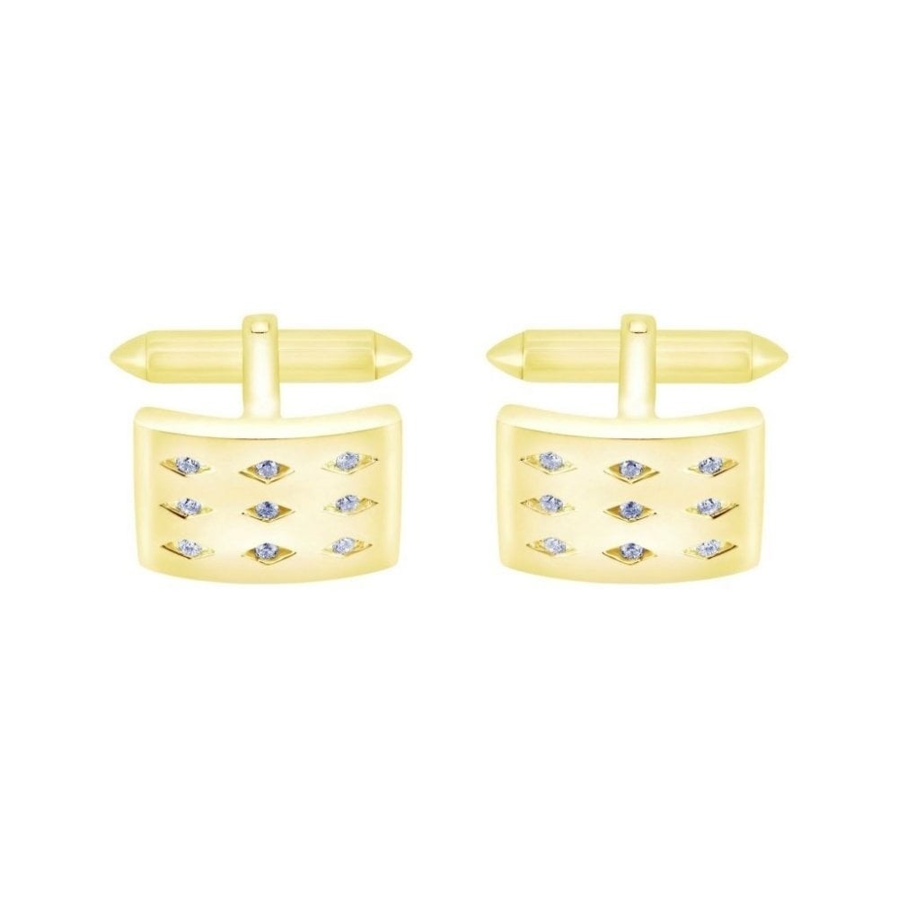 9ct yellow gold 18x12mm diamond set satin swivel cufflinks