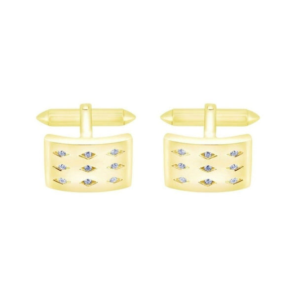 9ct yellow gold 18x12mm diamond set satin swivel cufflinks