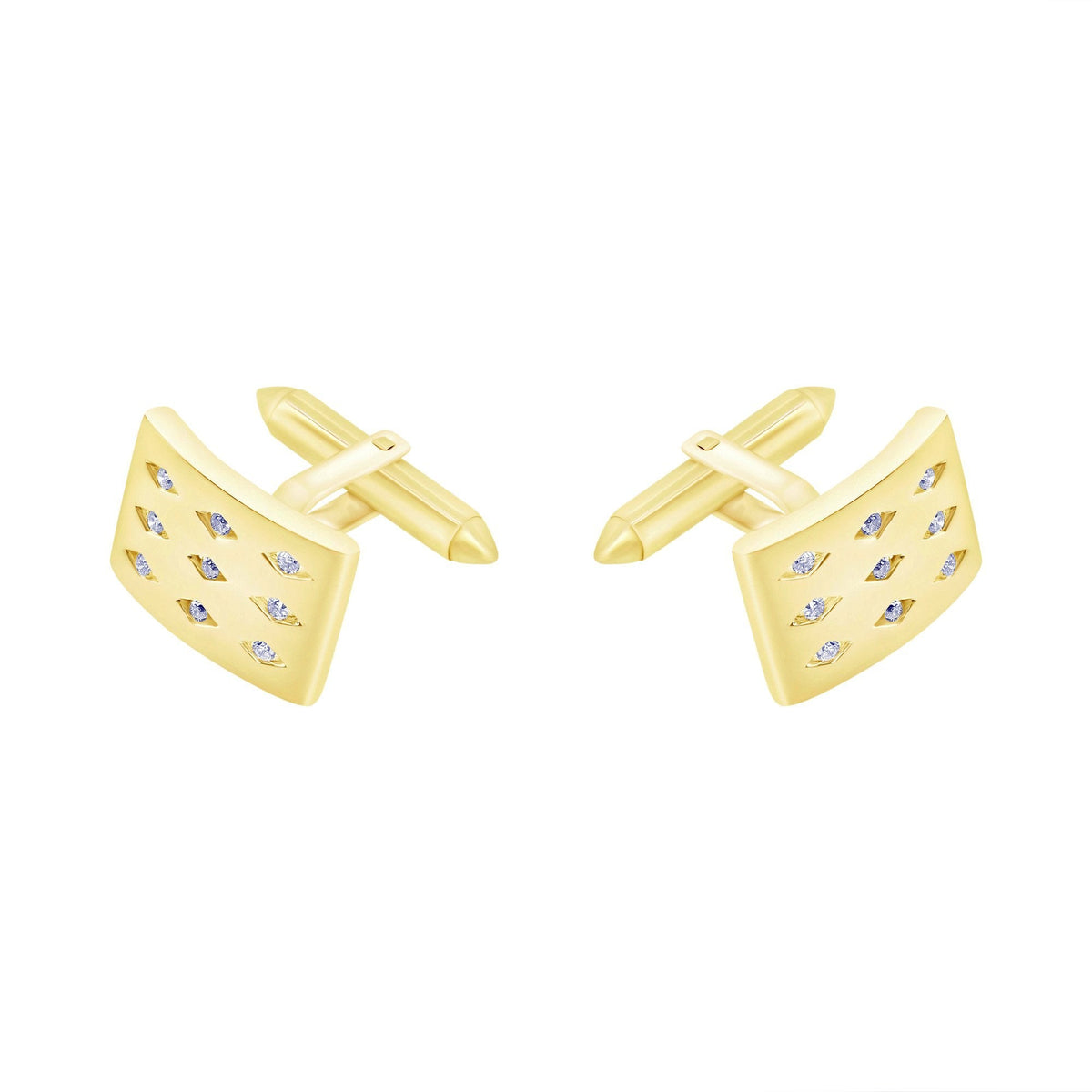 9ct yellow gold 18x12mm diamond set satin swivel cufflinks