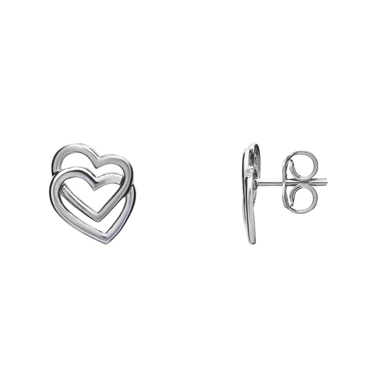9ct white gold 10mm x 9mm open heart stud earrings
