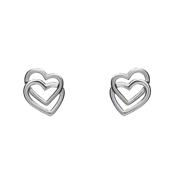 9ct white gold 10mm x 9mm open heart stud earrings