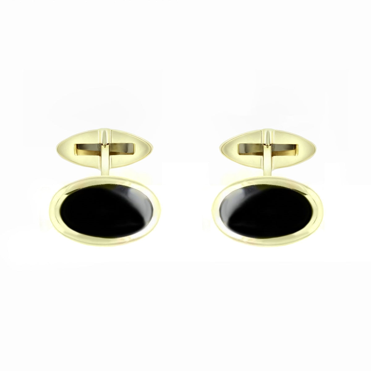 9ct yellow gold 20x14mm oval onyx domed cufflinks