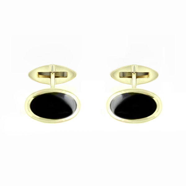 9ct yellow gold 20x14mm oval onyx domed cufflinks