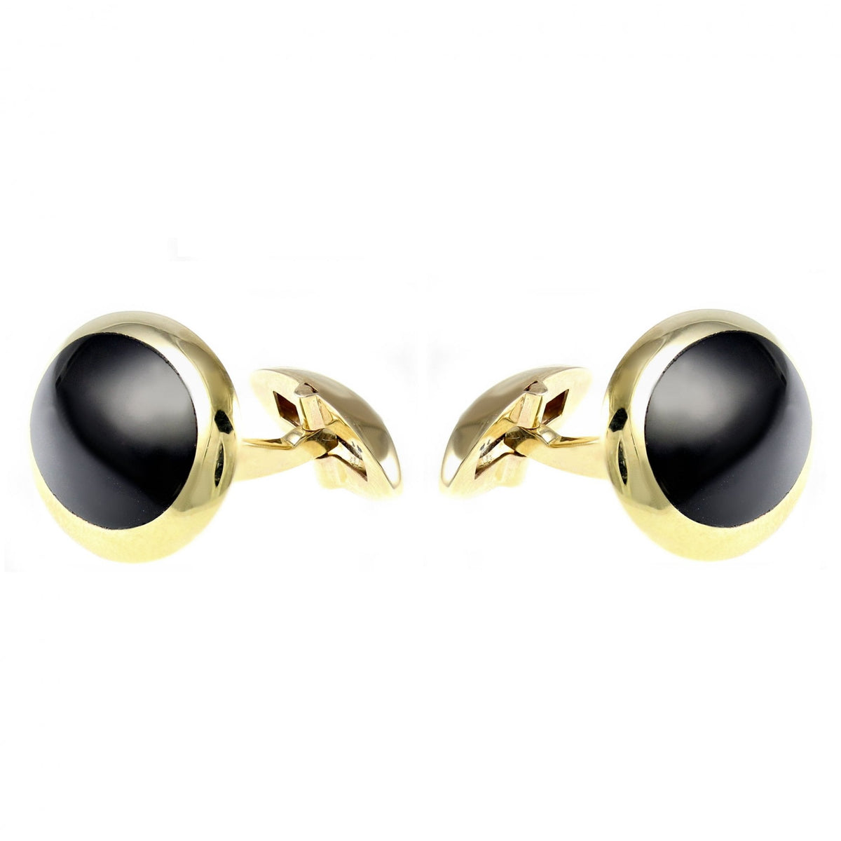 9ct yellow gold 20x14mm oval onyx domed cufflinks