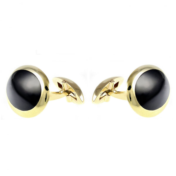 9ct yellow gold 20x14mm oval onyx domed cufflinks