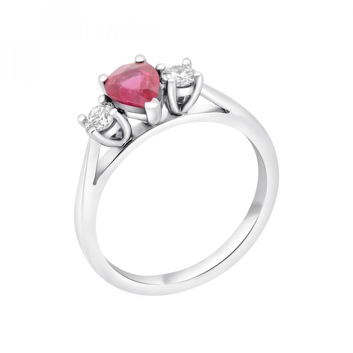 Platinum 0.63ct ruby & 0.25ct diamond 3 stone ring