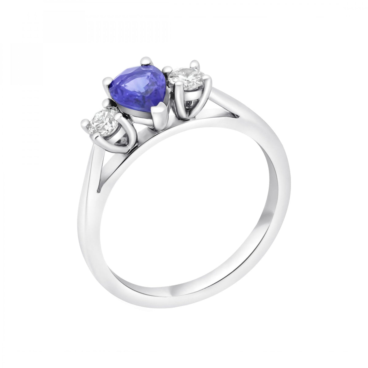 Platinum 0.68ct sapphire & 0.25ct diamond 3 stone ring