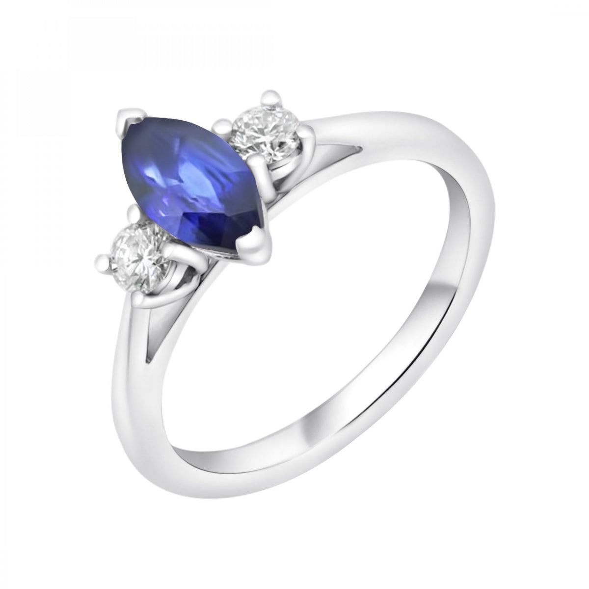 Platinum 0.75ct sapphire & 0.25ct diamond 3 stone ring