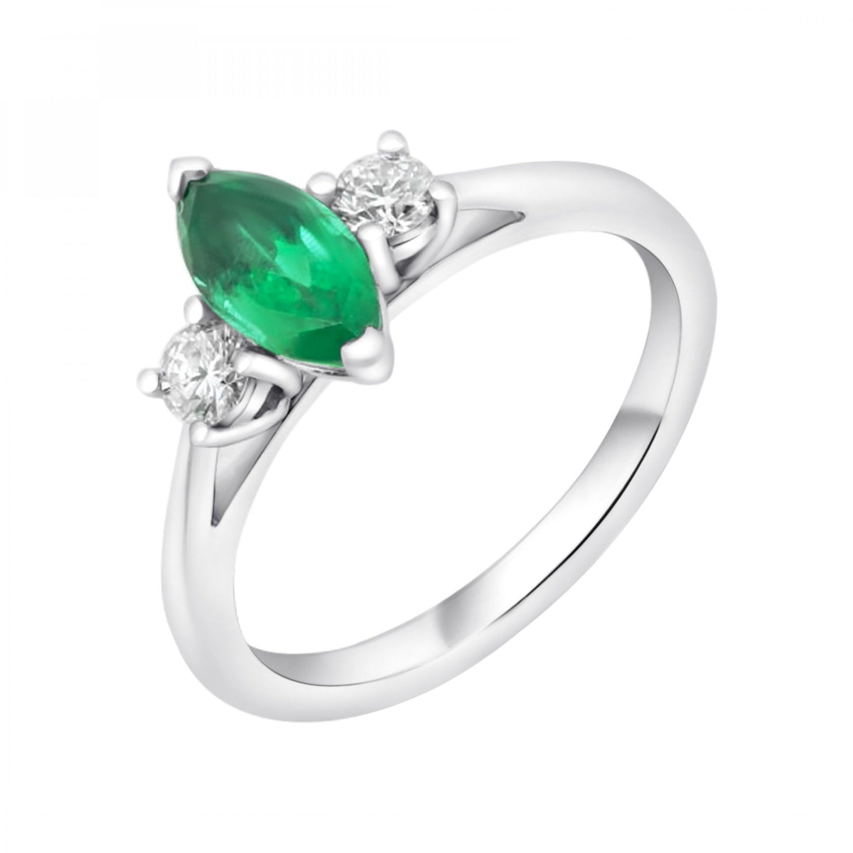 Platinum 0.73ct emerald & 0.25ct diamond 3 stone ring