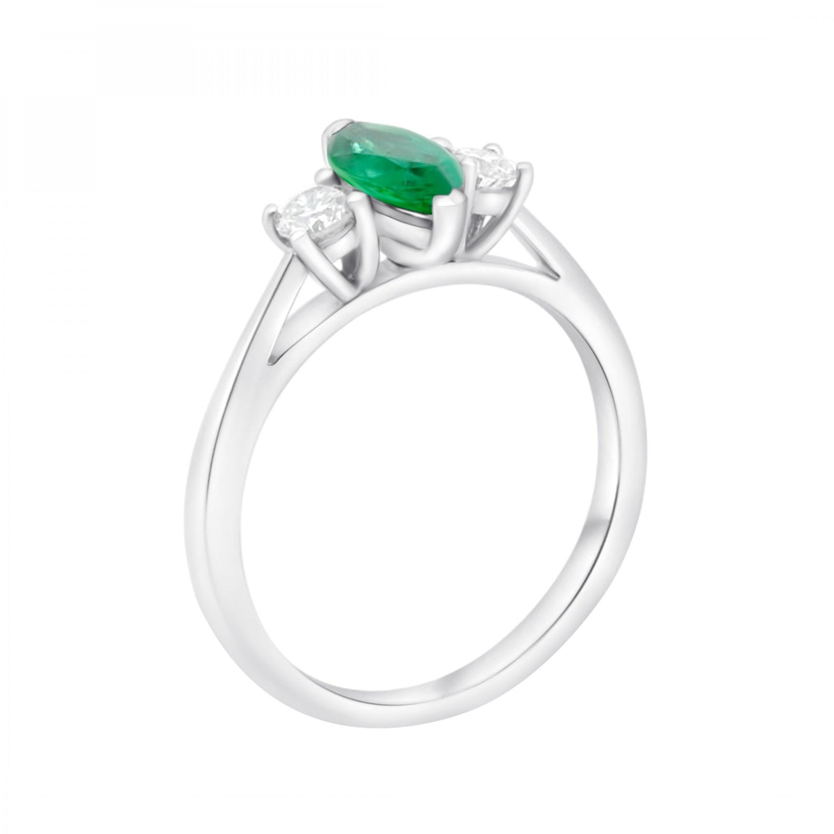 Platinum 0.73ct emerald & 0.25ct diamond 3 stone ring