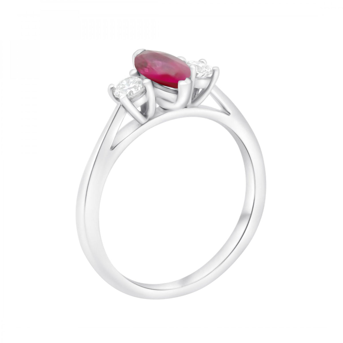 Platinum 0.82ct ruby & 0.25ct diamond 3 stone ring