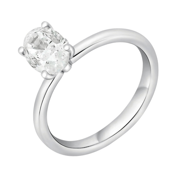 Platinum 1.50ct F VS2 GIA oval cut diamond ring
