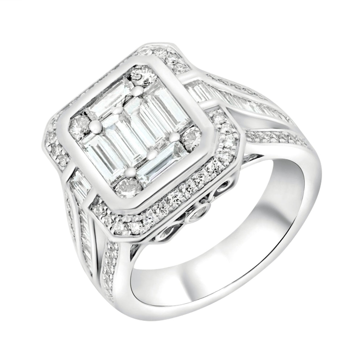 Platinum 2.36ct diamond Art Deco style cluster ring