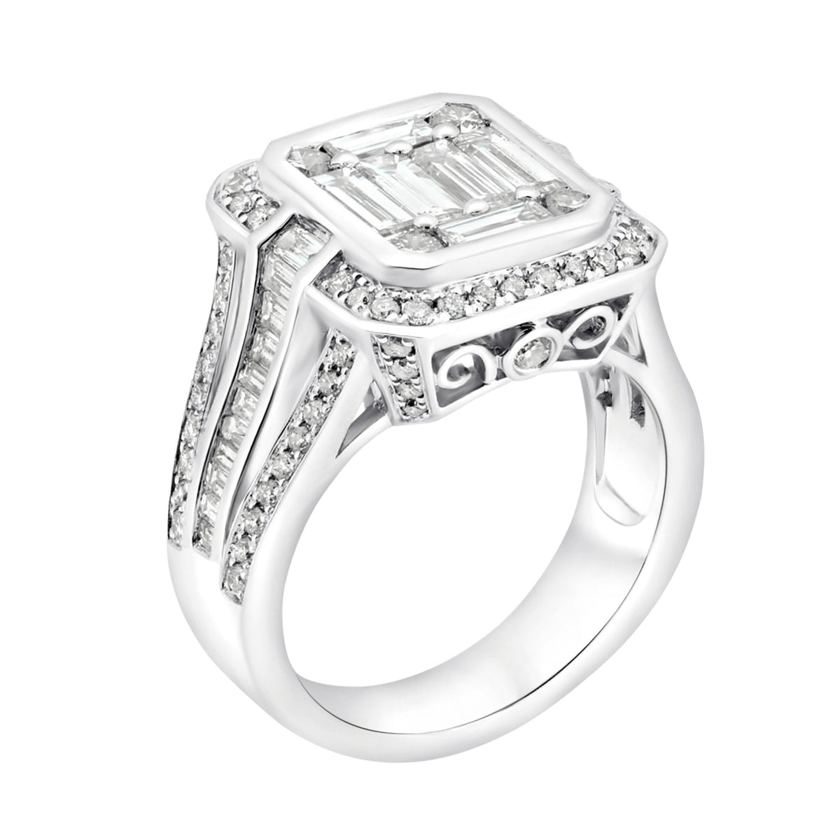 Platinum 2.36ct diamond Art Deco style cluster ring